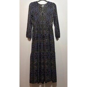 Earthbound Trading Co Dress Womens M Paisley Boho Peasant Hippie Cottagecore